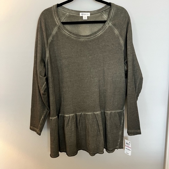 Style & Co. Tops - Style & Co Olive Green Ruffle Raglan Dolman sleeve Sweatshirt size 1X NWT